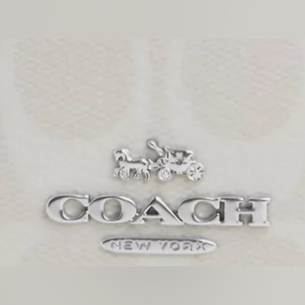 Coach North South Mini Tote in Glacier White with Black Strap NWT - Picture 6 of 10